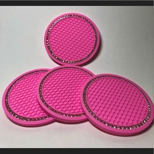4 Pack Pink Car Cup Holder Coasters